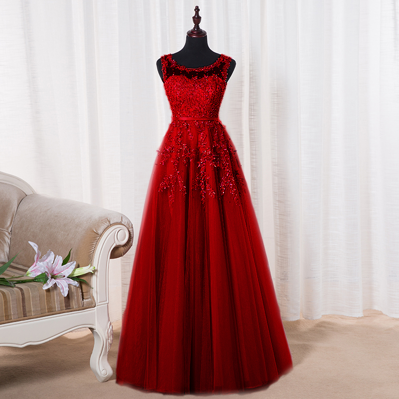 

New Arrival bridesmaid Dresses Long Tulle with Floral Applique Beads Zipper Back Wedding Party Dresses Cheap