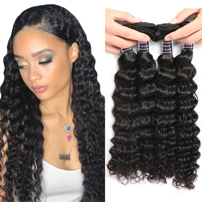 

Ishow Human Hair 10A Brazilian Deep Wave Hair 4 Bundles Deals 100% Wholesale Remy Human Hair Weave Extension Natural Color 8-28 Inch