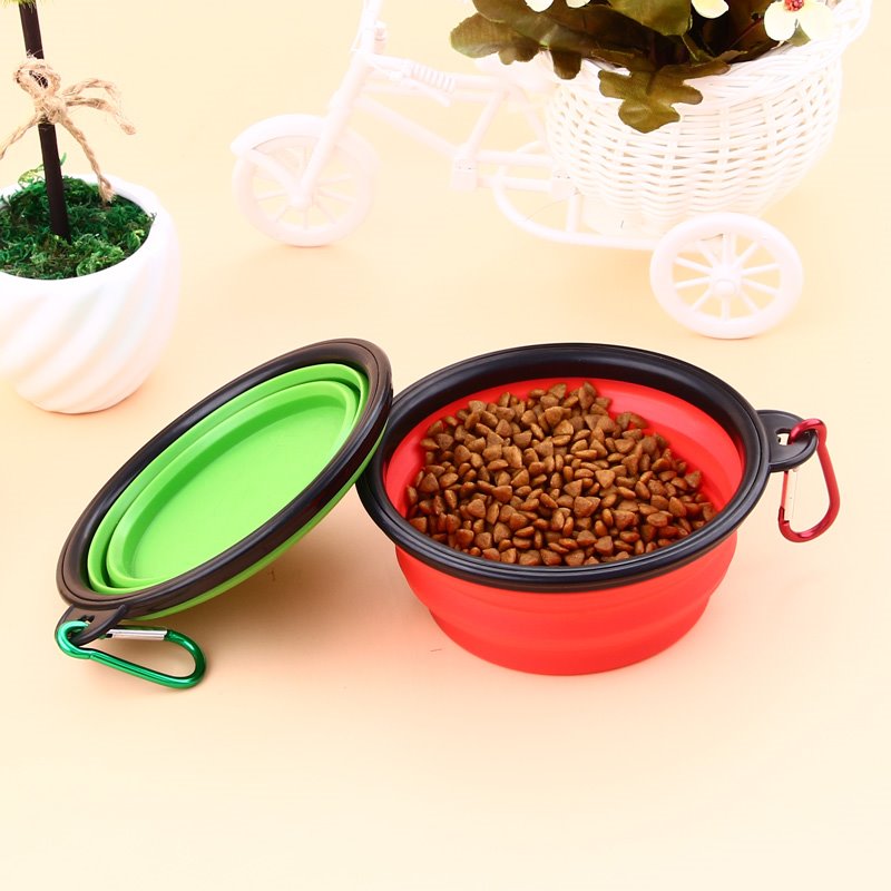 

2019 hot Travel Collapsible Pet Dog Cat Feeding Bowl Water Dish Feeder Silicone Foldable 9 Colors To Choose