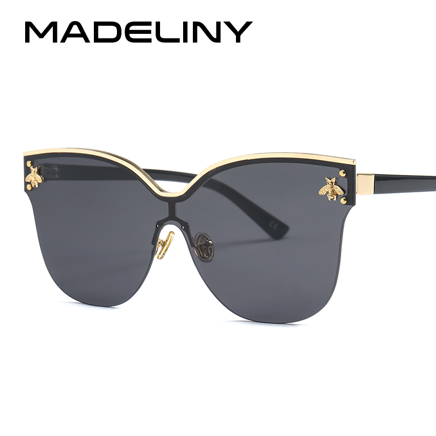 

MADELINY 2018 Vintage Women Cat Eye Sunglasses New Oversize Frame Rimless Female Sun Glasses Brand Design Shades UV400 MA271