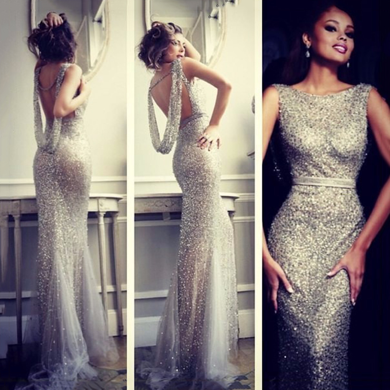 

Fashion Sequins Blingbling Arabic Scoop Neckline Mermaid Evening Dresses Sexy vestidos de fiesta Real Sheath Prom Party Dresses, Pink