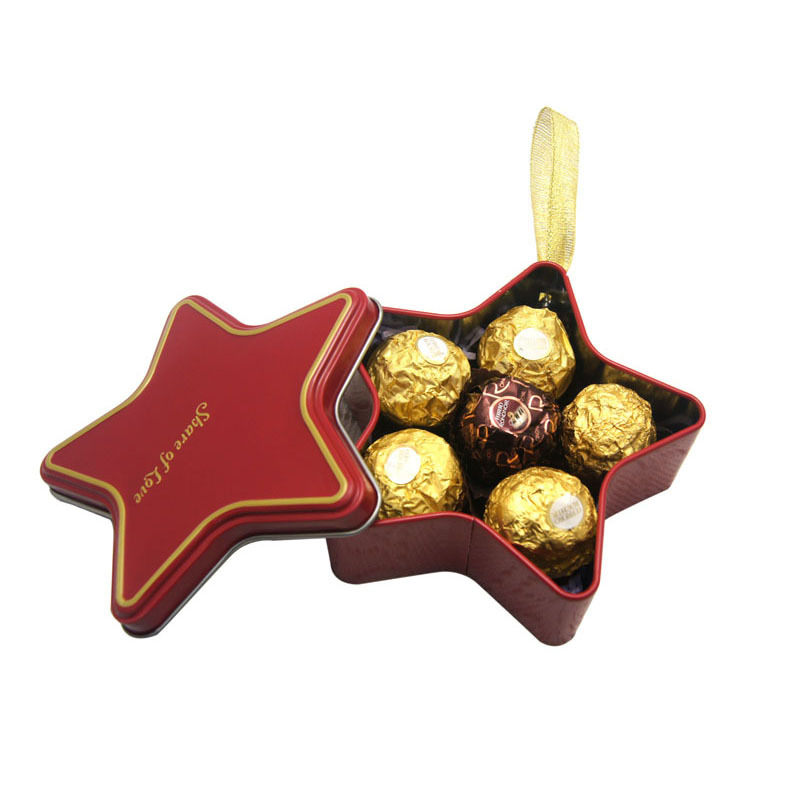 

Five-pointed star creative wedding supplies wedding candy tin storage box tinplate gift box bride and groom small gift, Pink