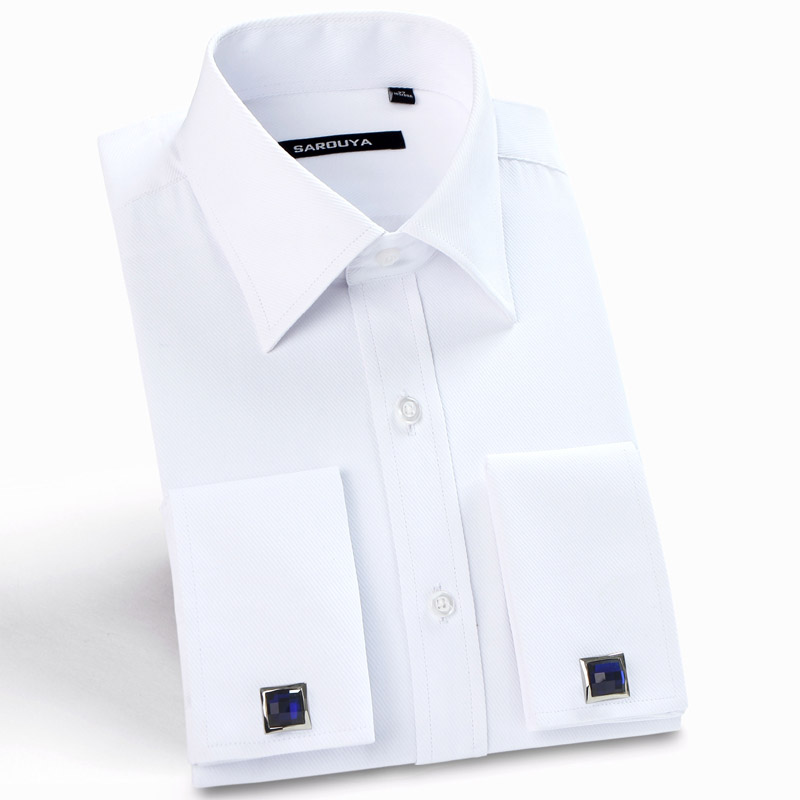 

Mens Luxury French Cuff Solid Dress Shirts Spread Collar Long Sleeve Regular-Fit Formal Business Twill Shirt(Cufflinks Included), Fs71