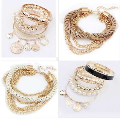 

1 pcs Fashion Women Lots Style Gold Rhinestone Bangle Charm Cuff Bracelet Jewelry Hot sale pulseras de mujer