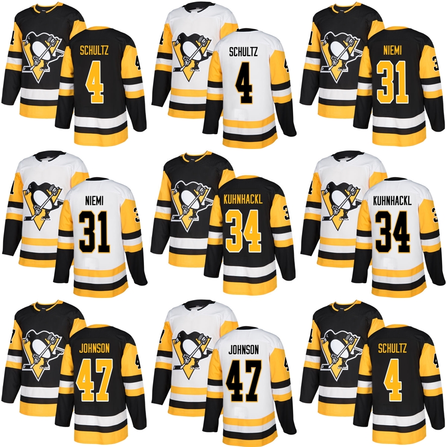 2018 2017 Nouvelle Marque Hommes Penguins de Pittsburgh 4 Justin Schultz 31 Antti Niemi 34 Tom Kuhnhackl 47 Adam Johnson Noir Blanc Chandails de