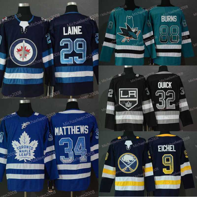 

Men 2019 New Home fashion printing gradual change Jersey 34 AustonMatthews 9 Jack Eichel 29 Patrik Laine 32 Quick 88 Burns Hockey Jerseys, Black;red