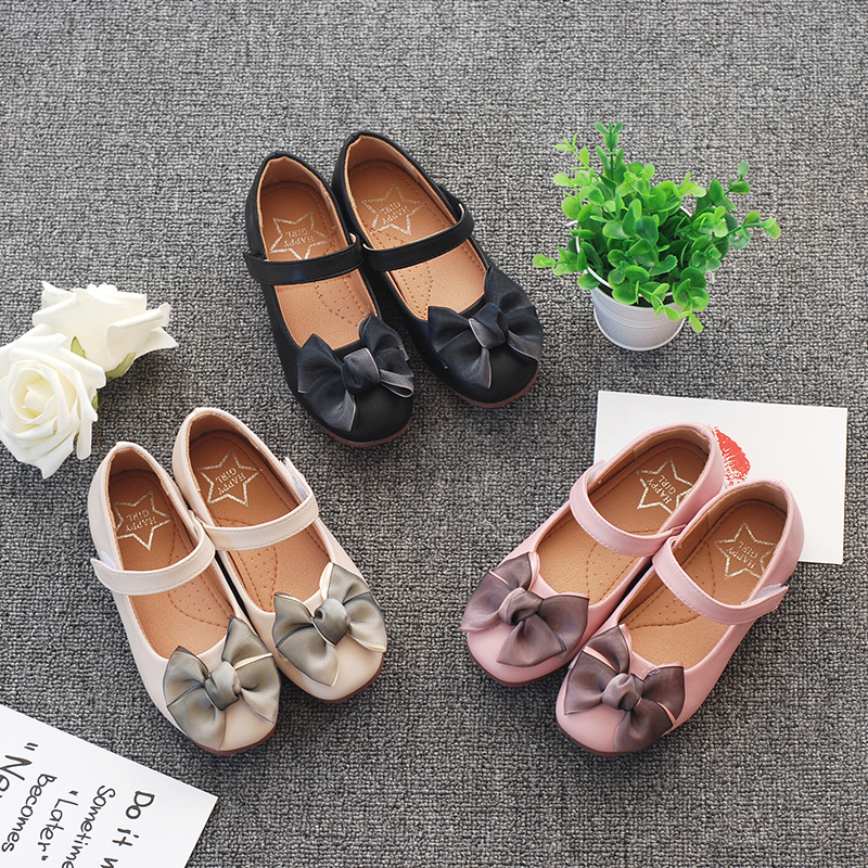 2018 Children's Shoes New Product Spring And Autumn Fashion Girl Leather Shoes Lovely Bow Leisure Time Princess Shoe