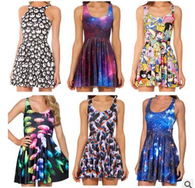 

Color Star Galaxy Women Dresses Casual Sports Girls Dresses Short Paddy Dress Fashion Women Clothing SK017, No.4