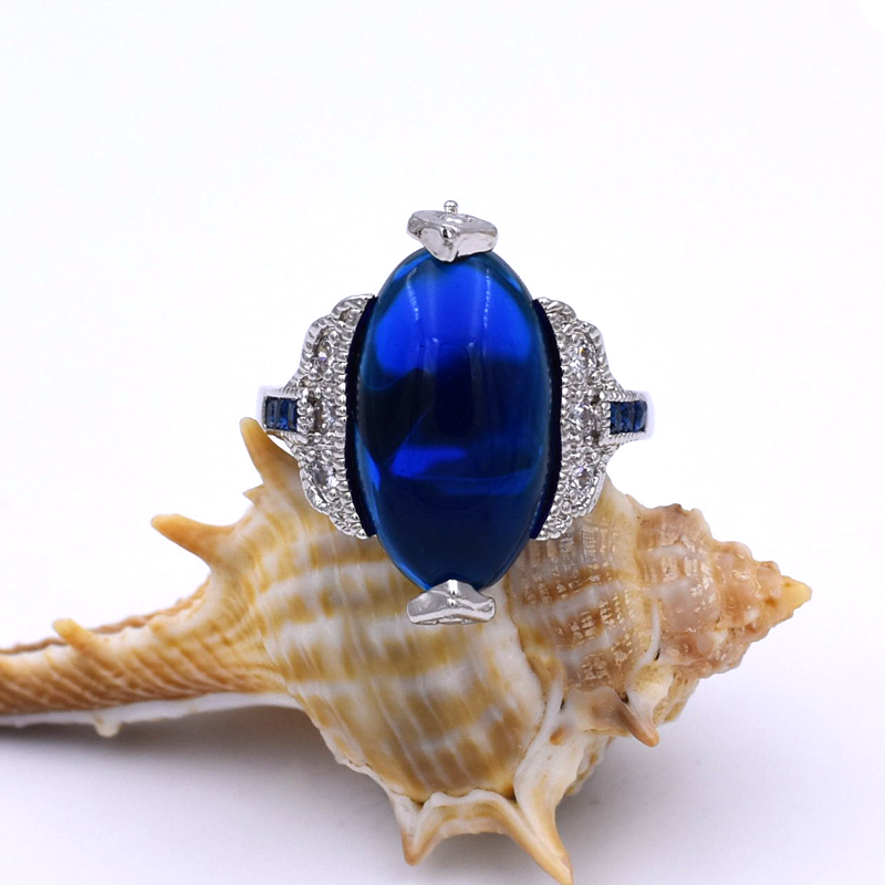 

Euramerican Fashion Women Party Jewelry Blue Crystal Stone Ring for Women Hyperbole Wedding Engagement Rings bague femme