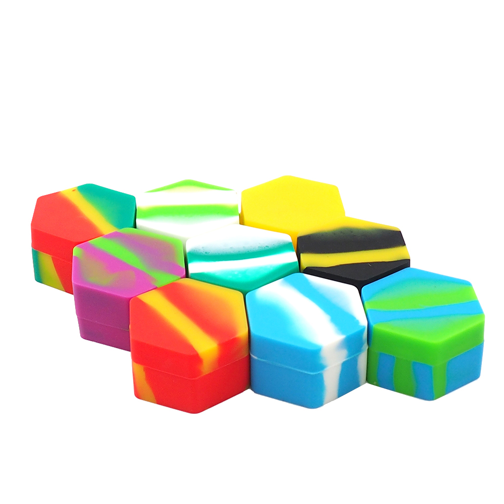 

Hexagon shape silicone jars non stick smoking dab wax container oil containers