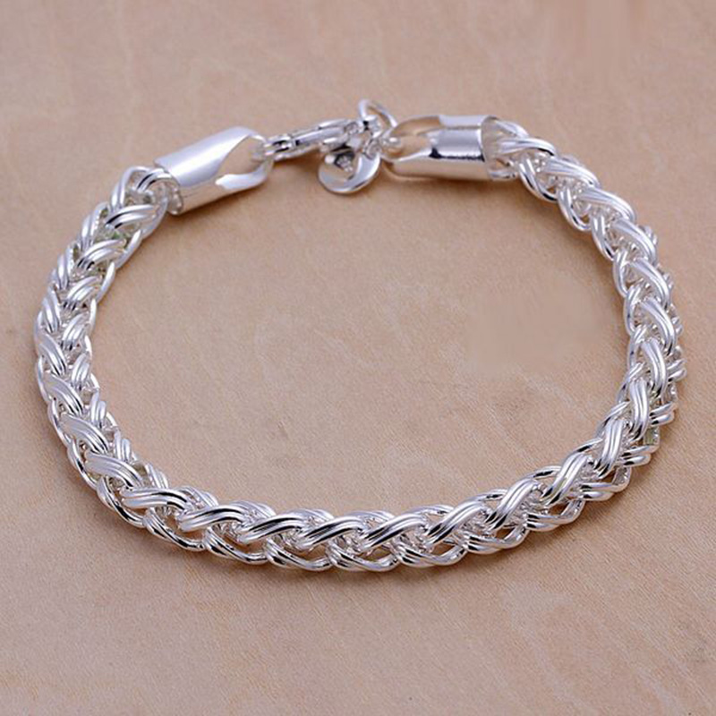 Bracelet en argent sterling 925 pour femmes hommes, 925 Silver Mode Bijoux 8inch Bracelet chaîne tordu Italie 2018 Hot New Arrival Noël cadeau AH