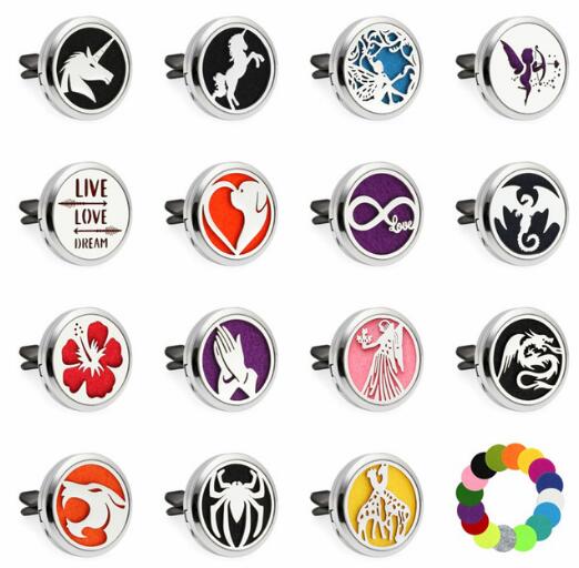 

1PCS Unicorn Horse Love Infinity 30mm Alloy Car Diffuser Locket Vent Clip Aroma Perfume Magnetic Locket With 10p Free Oil Pads HG406-418