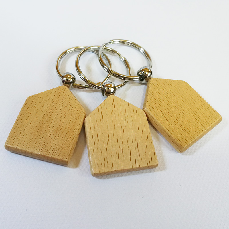 

Wholesale 10pcs House Blank Wooden Key Chain DIY Promotion Customized Key Tags Car Promotional Gift Key Ring-Free shipping, Silver
