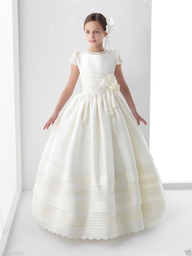 

Flower Girls Dresses First Communion Dresses for Backless With Appliques Ball Gown Princess Children Wedding Gowns, Orange