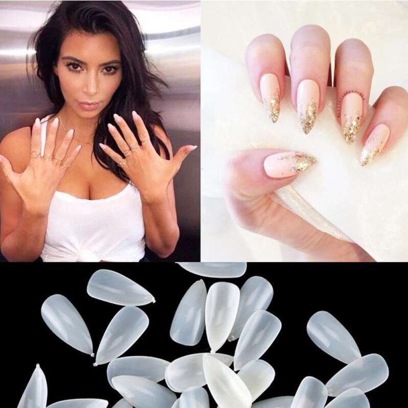

Natural Clear False Nail Tips Oval Stiletto Sharp Full Nail Tips Acrylic UV Gel Full Cover Nail Tips, White