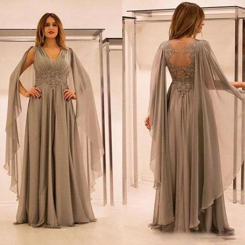 

2019 Elegant Mother Of The Bride Dresses Chiffon Illusion Back With Lace Applique Beads Ruched V Neck Mother Groom Dress Plus Size