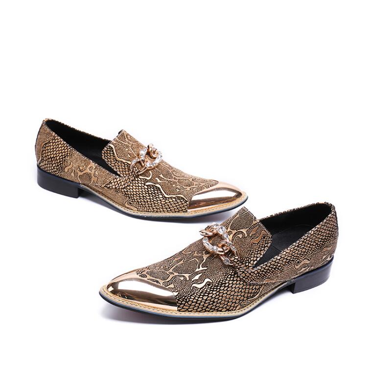 

Fashion Italy style brand Wedding Shoes Glitters Mens Pointed Toe Bling Casual Dress Oxford Business Driving Loafers L61, Gold