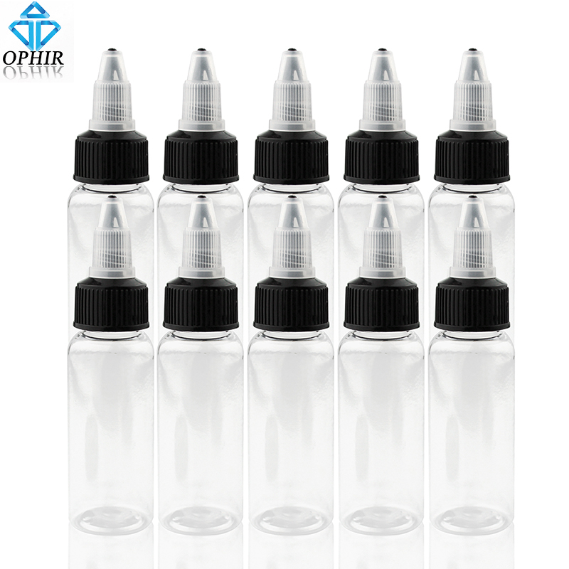 

OPHIR 10PCS/lot Plastic Container 30ML 60ML 120ML Airbrush Ink Bottles Crystal Clear Spare Paint Ink Bottle _KD001-10x