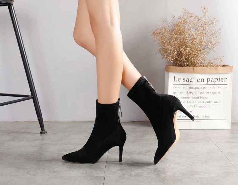 [Orignal Box] New Arrival High Heel 8.5CM Boots For Womens Ankle Suede Leather Knight Winter Fashion Boots Size 35-40