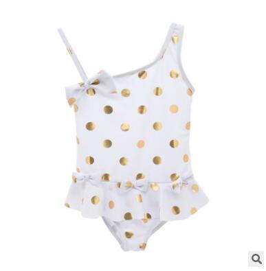 

2018 Girl Summer Point Princess Swimsuit One Piece Baby Polyester Swimwear Kids Summer Swim Clothes Baby Clothing AM 007, As picture