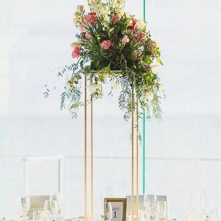 

New square metal centerpiece flower stand wedding decoration table centre pieces marriage stage aisle decor backdrop metal vases
