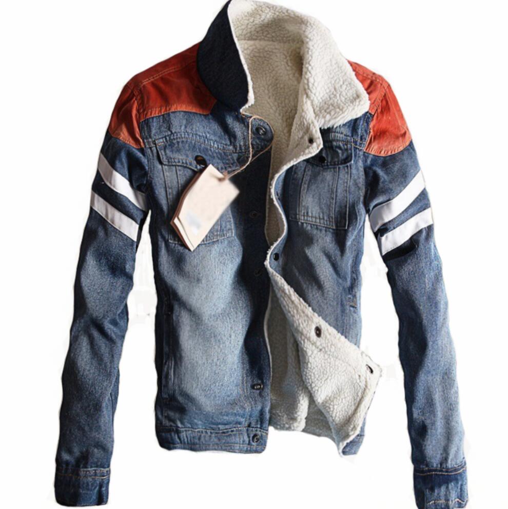 2018 hiver veste hommes section veste en peau d'agneau jeunes version coréenne du manteau en coton étudiant en denim manteau occasionnel M-3XL