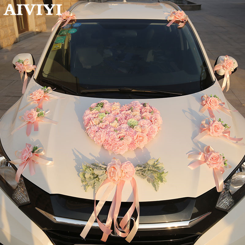 2019 Artificial Flowers Pink Simulation Wedding Car Decoration