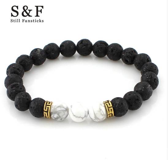 

8mm Lava Stone Beads Bracelet Men Strand Bracelets For Women Handmade Men Jewelry Charm Cuff Wristband Adjustable Bileklik