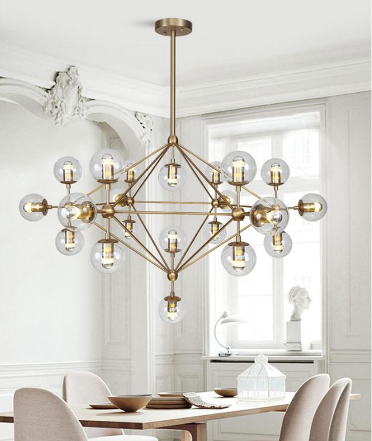 

Nordic Led Globe Pendant Light Creative Glass Ball Chandeliers 3/5/10/15/21 Heads for Dining Room Bedroom Bar Light Fixtures