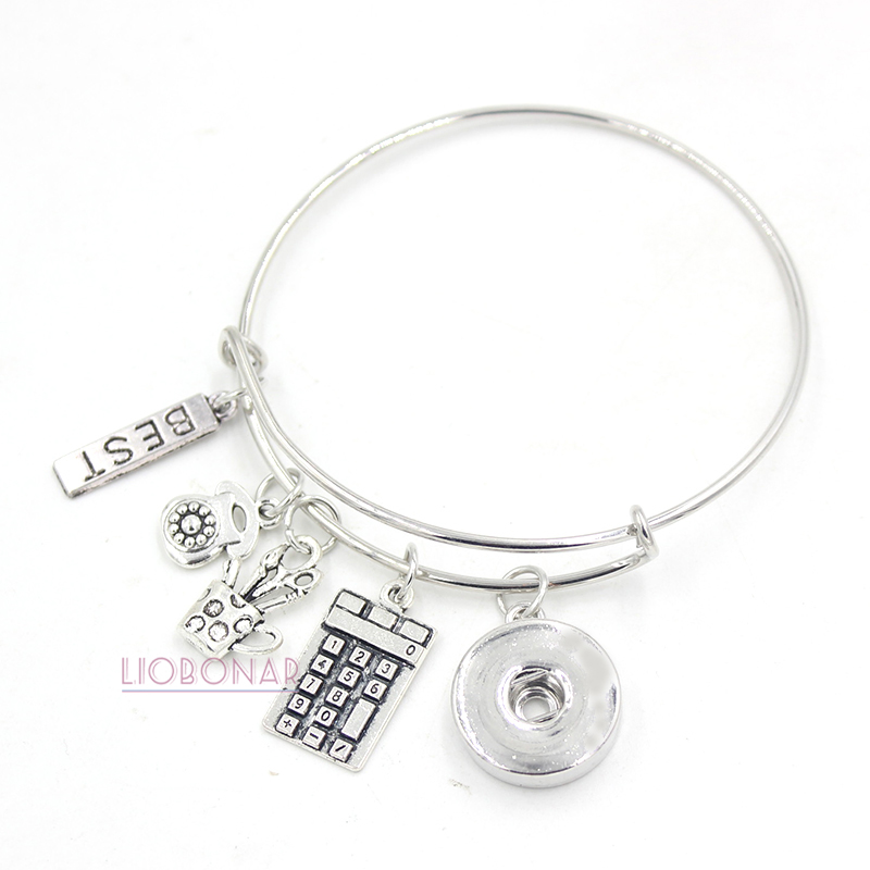 En gros Nouvelle Arrivée 18mm Snap Bijoux Fil Bracelet Meilleur Secrétaire Charme Bracelets Bracelet Cadeau Snap Bouton Bracelets pour cadeau Emp