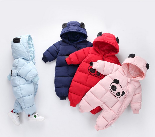 

Baby boy girl Clothes 2018 New born Winter Hooded Rompers Thick Cotton Outfit Newborn Jumpsuit Children Costume toddler romper, Red