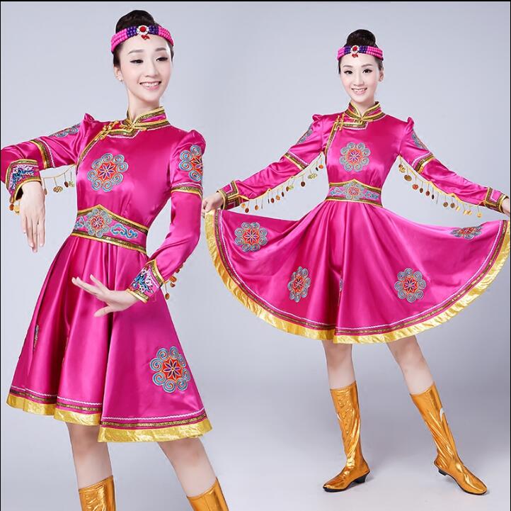 

Mongolia dance clothes chinese minority clothing apparel Mongolia clothes, Red