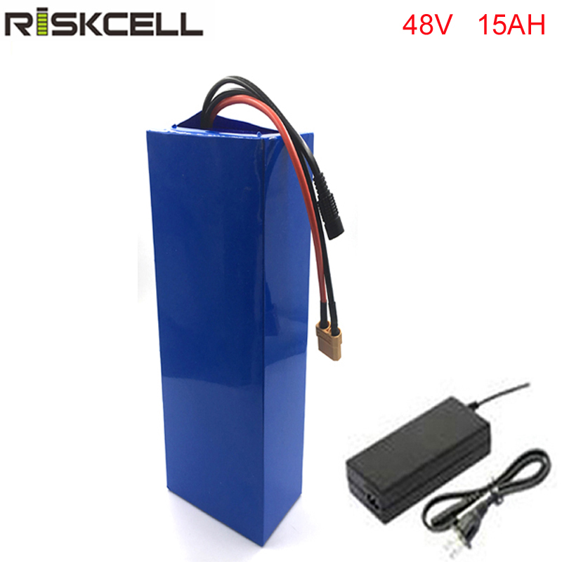 free shipping and customs taxes 1pcs/lot 48v 15ah rechargeable electric bike li-ion battery with PVC Case , BMS ,54.6V 2A charger-image-230950811