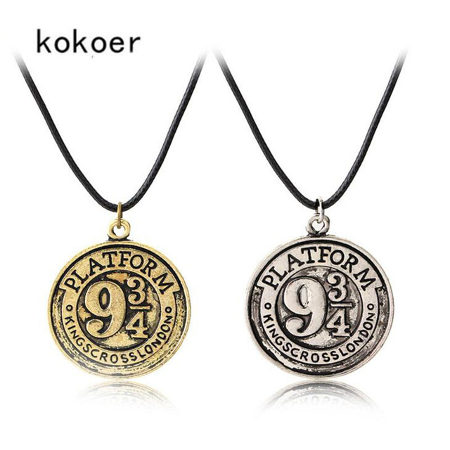 

2018 2 /style Harri Potter Film Series Platform Retro Coin Pattern Of Three-fourths Rope 9 and 3/4 Necklace Pendants toy gifts, Red;brown