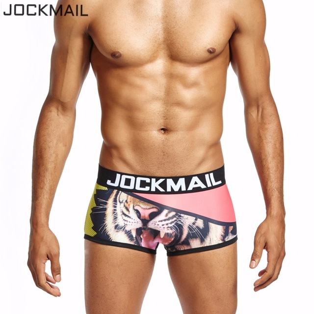

JOCKMAIL Brand Mens Underwear Boxer shorts sexy men trunks panties calzoncillos hombre boxer marca boxer Gay Underwear, Black