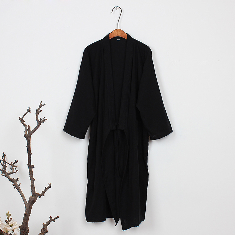 

Pure coon black kimono robes men Spring simple male bathrobes long sleeve SPA casual robes Japanese robes for male, Brown