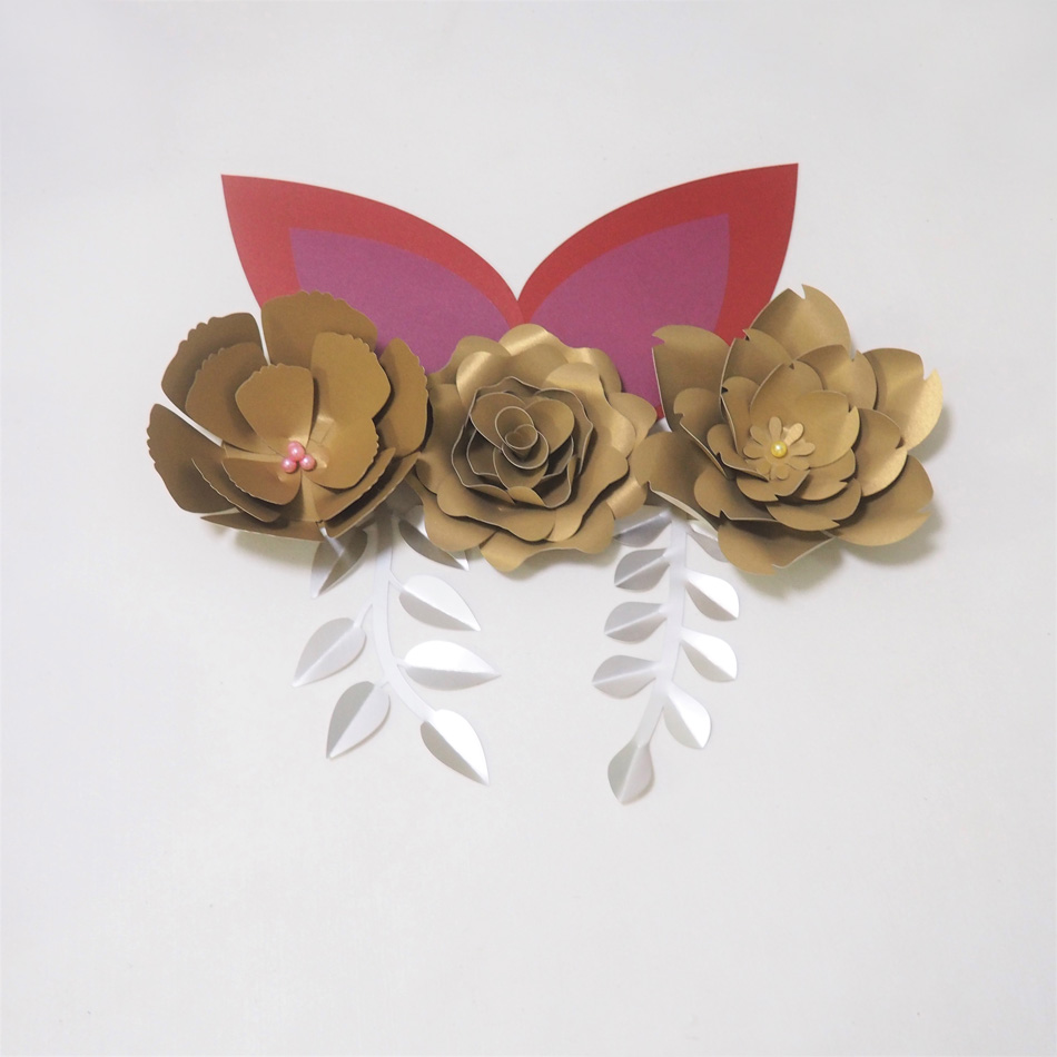 

DIY Giant Paper Flowers Artificial Rose Fleurs Artificielles Backdrop wall decoration3pcs+ 2 Leave + 2 Ears Wedding Nursery Decor With Video