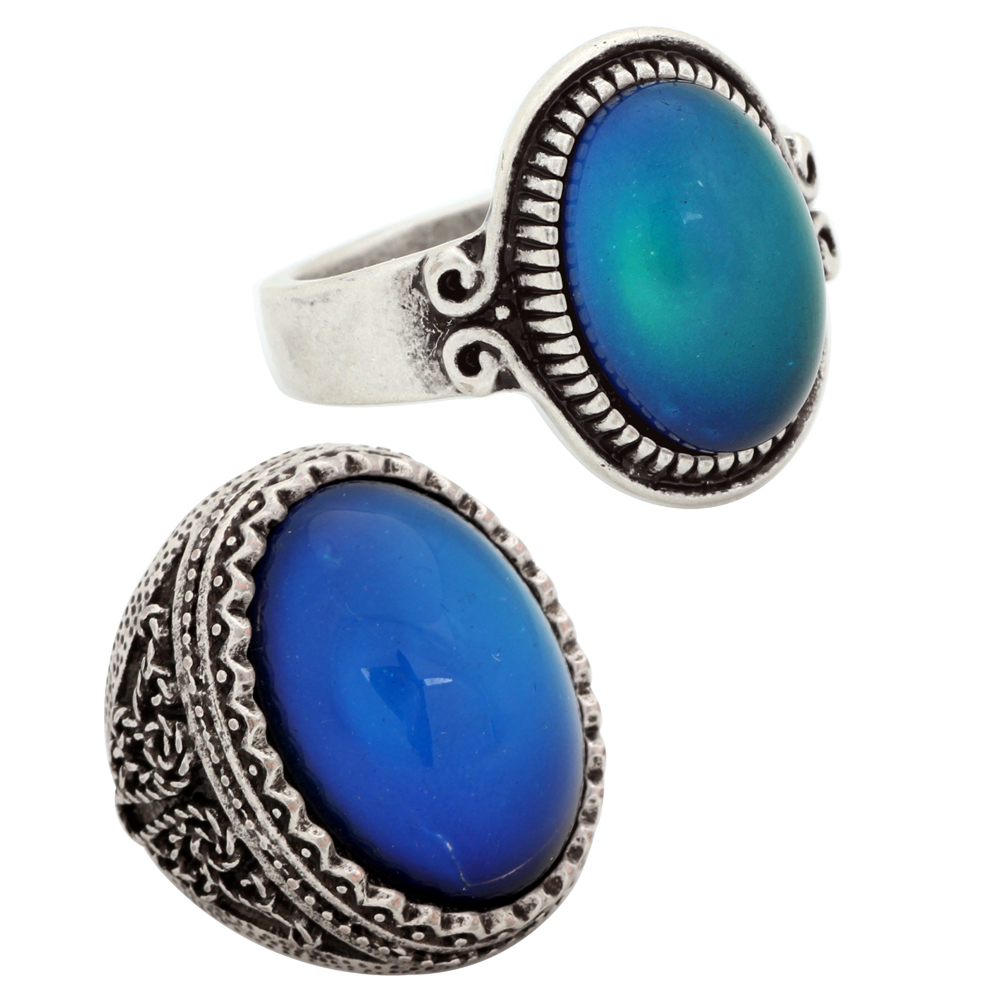 

Luxury Womens Color Change Gemstone Ring Handmade Gift Antique Silver Plated Mood Rings RS009-029