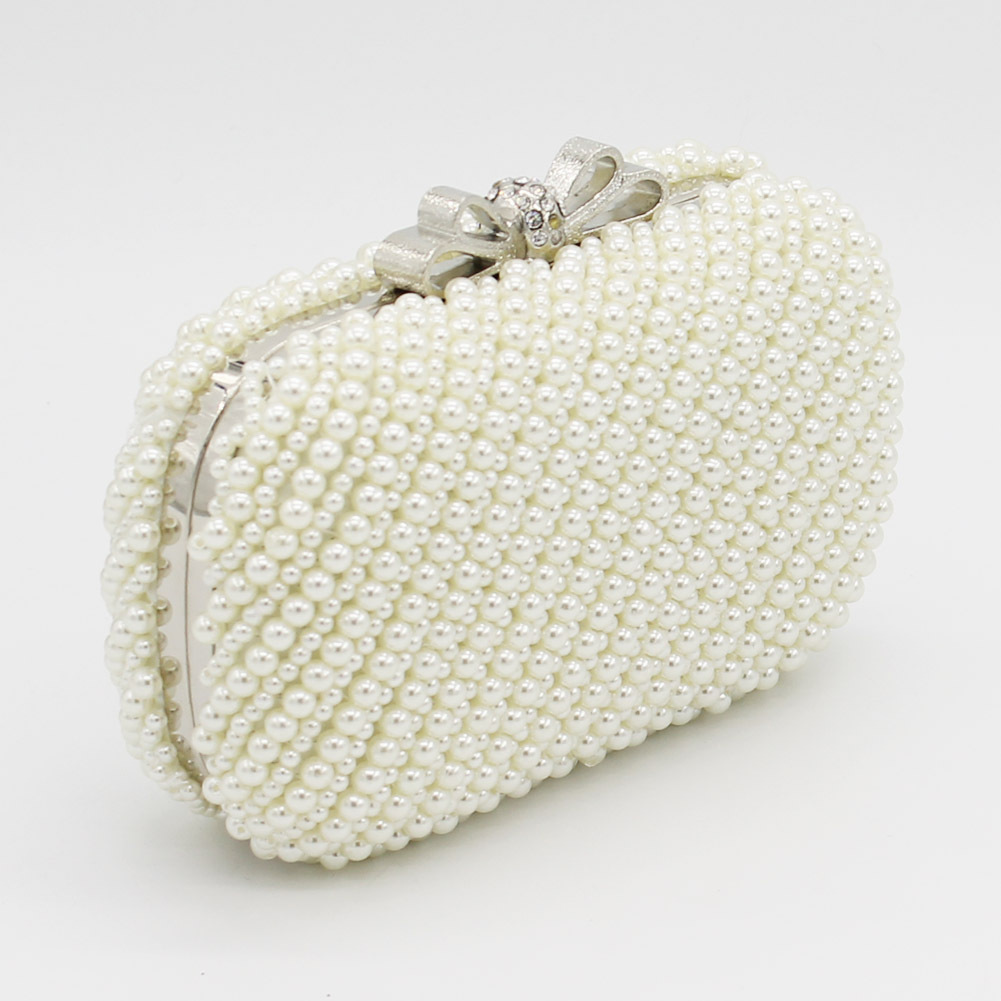 

2019 New Double Full Pearls Beaded Bridal Wedding Hand Bags Ring Bag Ladies Evening Party One Shoulder Small Clutch Dinner Bags Beautiful