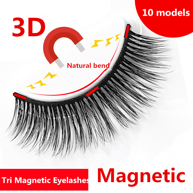 Tri Magnetic Eye cils 3D Extension de cils Faux Aimants Réutilisables Extension de Cils 3D Cils magnétiques 4pcs / set 3D036 30set