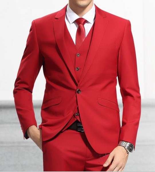 

New Arrival Slim Fit Red Groom Tuxedos Handsome Bridegroom Blazer Men Formal Suits Prom Party Suits Customize(Jacket+Pants+Tie+Vest)NO;736, Same as image