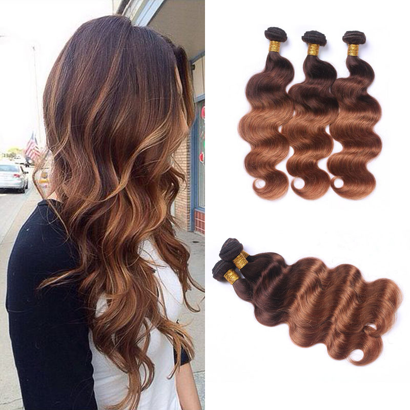 

Malaysian Brown Human Hair Weave Ombre 4/30 Body Wave 3 Bundles Malaysian Vendors Wet and Wavy Hair Extensions Cheap Deals 3Pcs/Lot, Ombre color #4/30