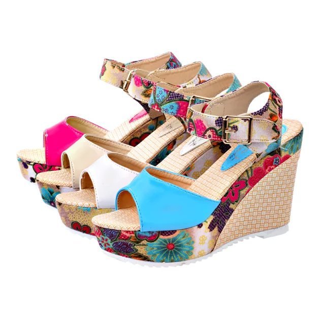 

Women Sandals New Open Toe Fish Head platform High Heels Wedge Sandals bottom students open-toed slope with sandals, Blue