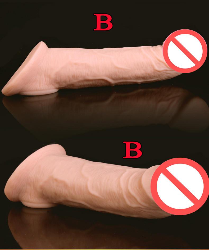 

Super Soft Realistic Silicone Penis Extender Sleeve Cock Enlargement Enhancer Reusable Delay Gonobolia Dick Ring Adult Sex Toy For Men