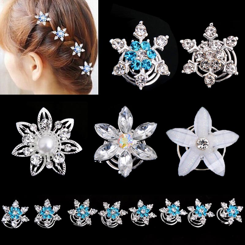 

Wedding Bride Crystal Snowflake Hair Pins Pearls Flowers Hair Clip Kids Girls Swirl Spiral Hairpins Hair Accessories Jewelry