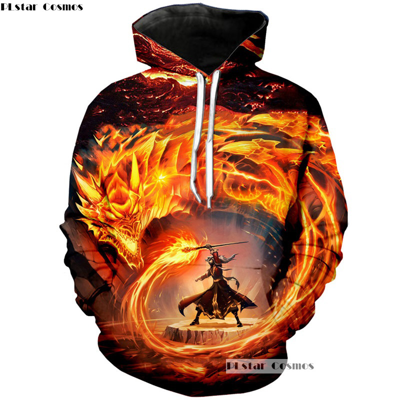 

PLstar Cosmos Men' Casual 3d Hoodies Fire Dragon Printing Hoodies Man Autumn Winter Sweatshirts TOPS Tracksuit 2018 NEW Fashion, Ya122