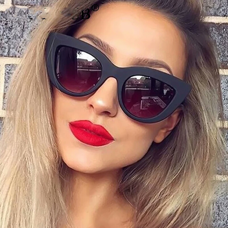 

New fashion Women Cat Eye Sunglasses Matt black Brand Designer Cateye Sun glasses For Female clout goggles UV400