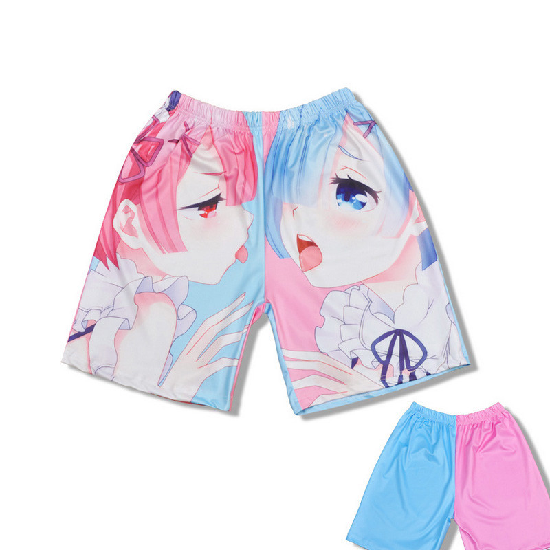 

Re Zero Ram Rem Shorts Kara Hajimeru Isekai Seikatsu Sexy Underwears Men Women Adult UnderPants Anime Beach Shorts, White