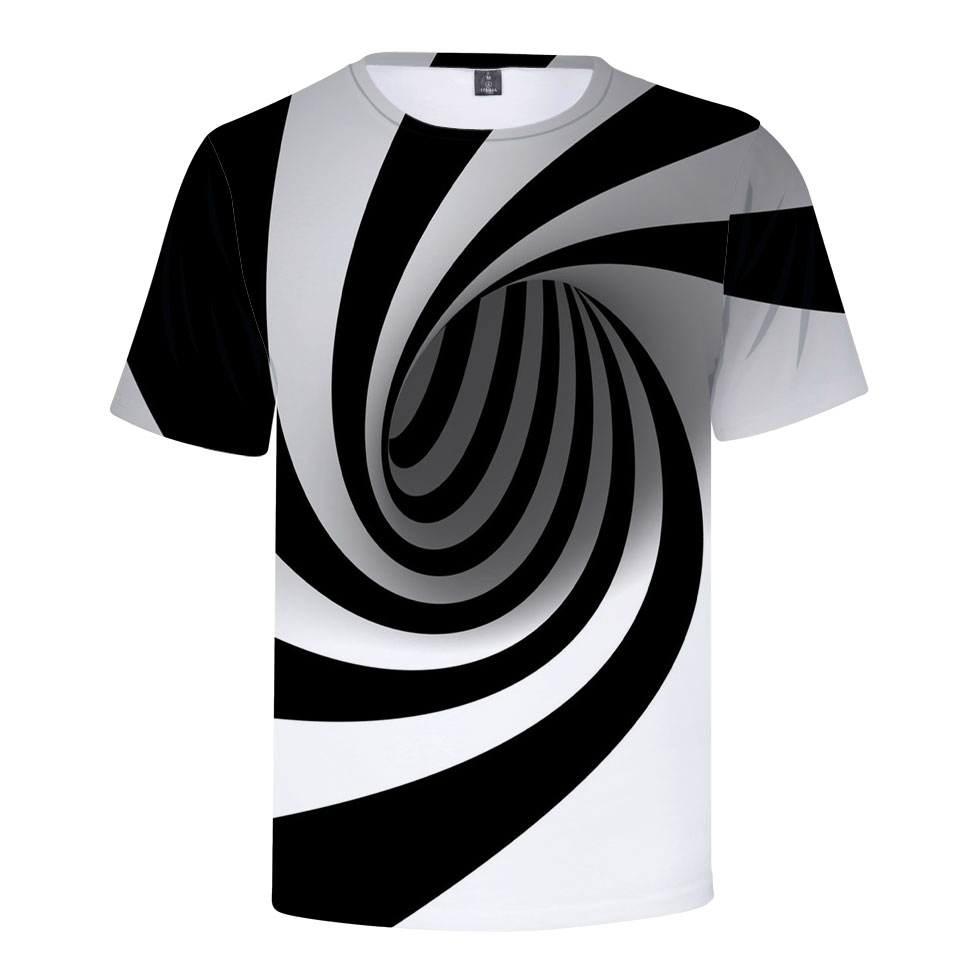 

Blackday Kpop Black And White Vertigo Hypnotic Printing T Shirt Unisxe Funny Short Sleeved Tees Men/women Tops Men's 3D New T-shirt, As picture