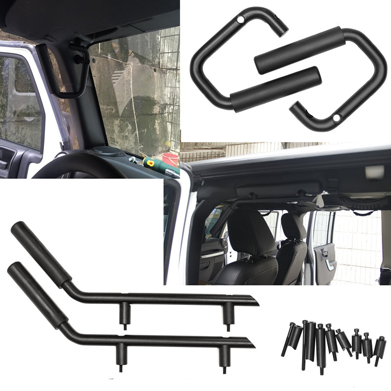 

Front & Rear Grab Bar Hard Mount Solid Steel Wild Boar Grab Handle For Jeep Wrangler Rubicon JK 2007-2017 2 & 4 Door Black Red